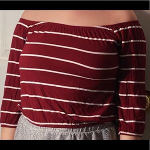 hollister striped off the shoulder shirt